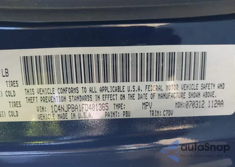 2015 Jeep Patriot Sport из США, поврежденный, VIN 1C4NJPBA1FD401365